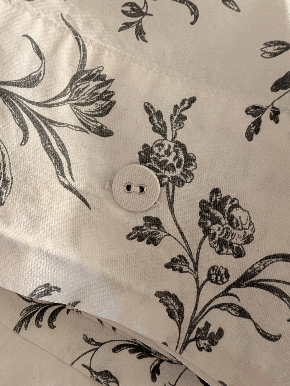 Two Standard IKEA Gray & White Floral Pillowcases